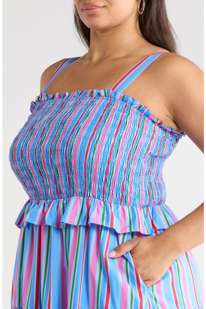 Jaimie Stripe Smocked Sleeveless Maxi Dress, Alternate, color, PINK-BLUE-GRN