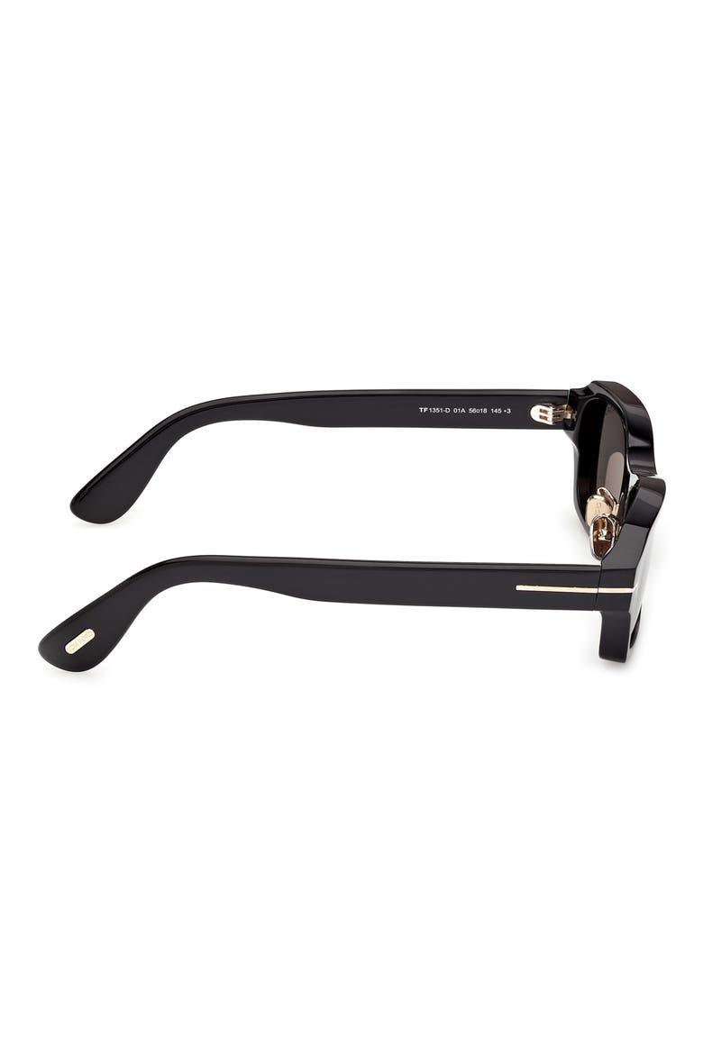 56mm Rectangle Sunglasses, Alternate, color, SHINY BLACK / SMOKE