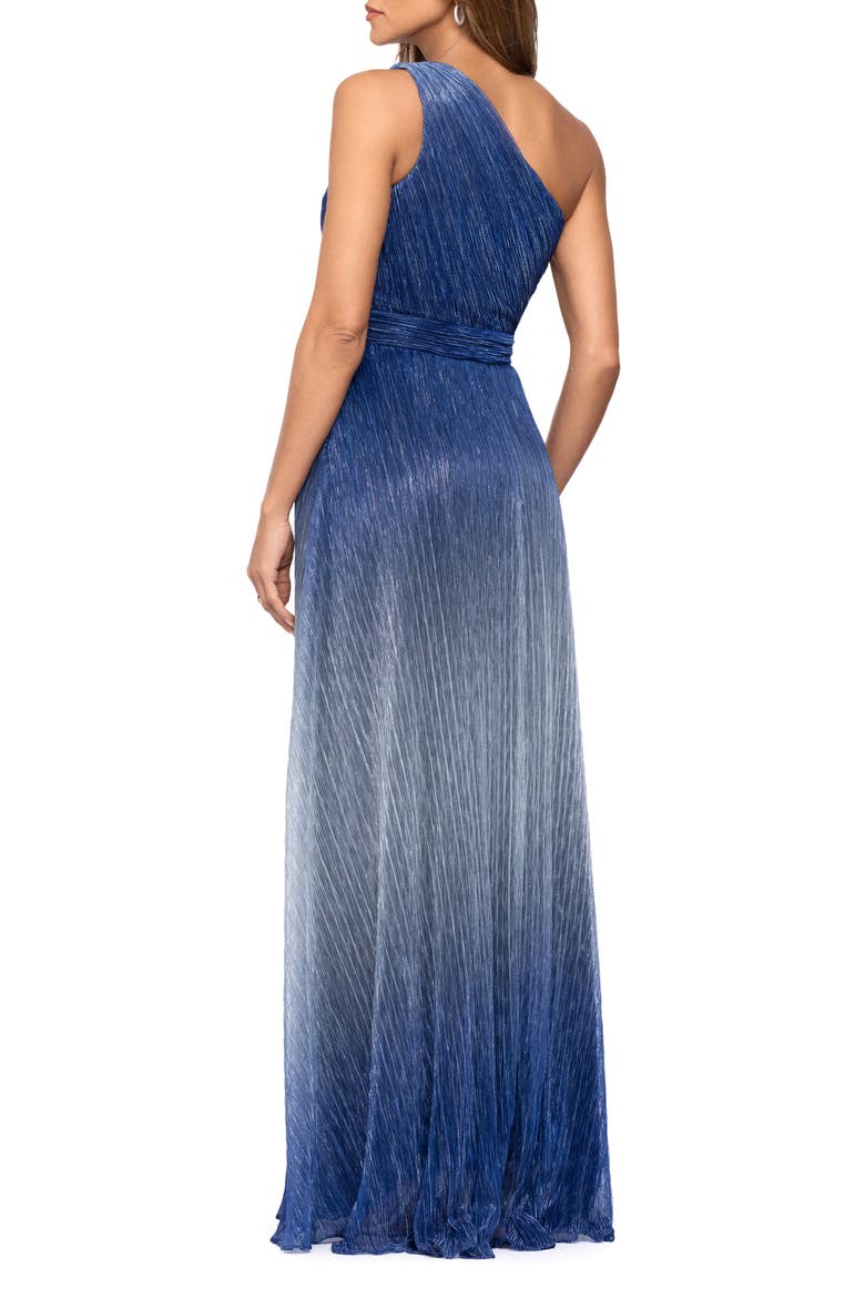 Ombré Metallic Crinkle One-Shoulder Gown, Alternate, color, NAVY/ GREY
