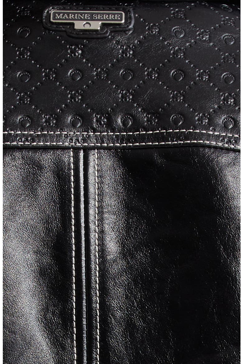 Moonogram Debossed Leather Jacket, Alternate, color, BLACK