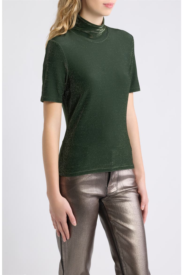 The Luster Mock Neck Short Sleeve Top, Alternate, color, FOREST NIGHT