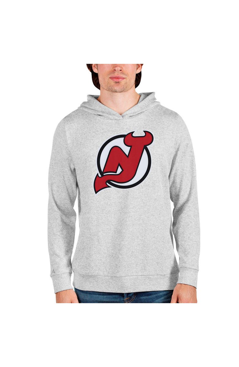 ANTIGUA Men's Antigua Heathered Gray New Jersey Devils Absolute Pullover Hoodie, Main, color,