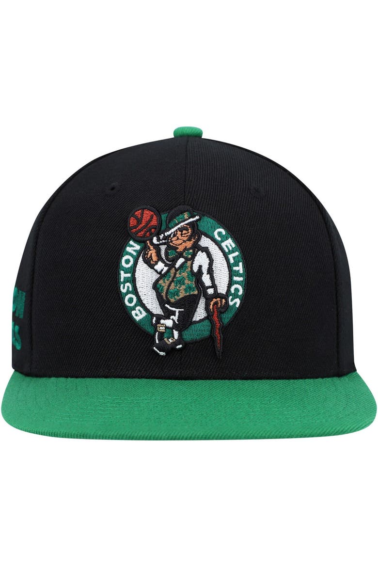 Men's Mitchell & Ness Black/Green Boston Celtics Side Core 2.0 Snapback Hat, Alternate, color, Black