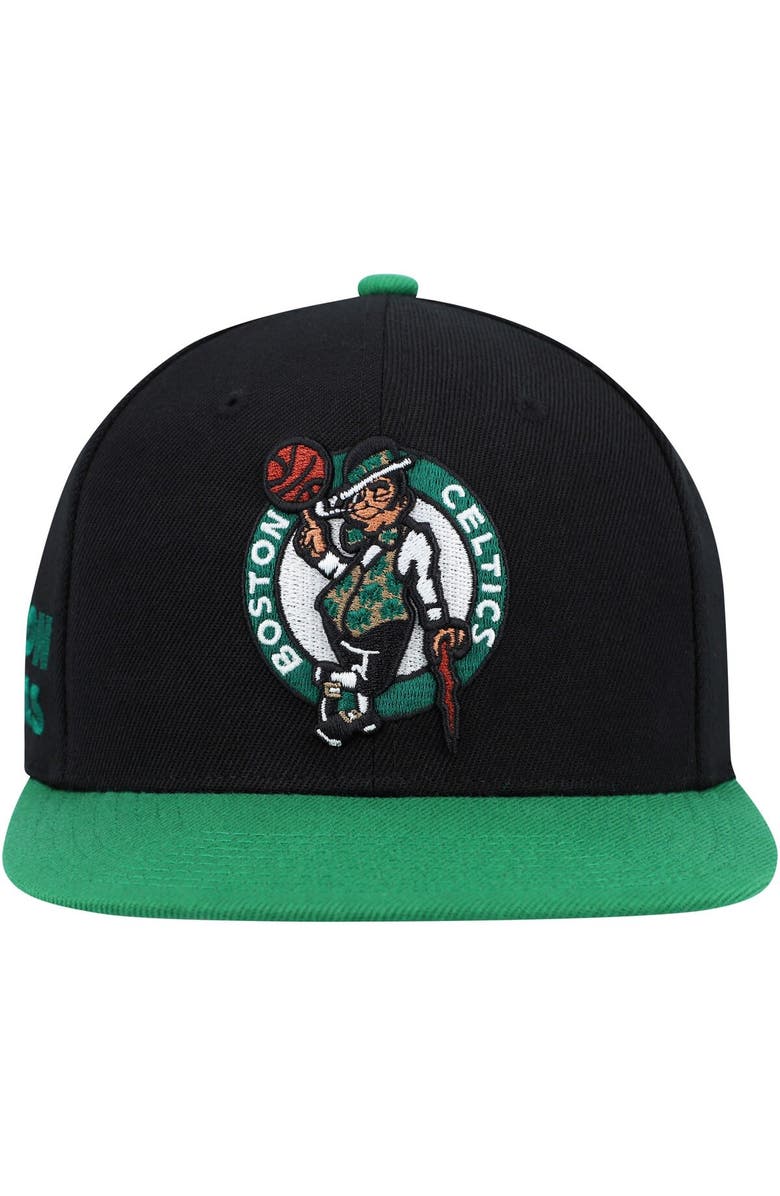 Mitchell & Ness Men's Mitchell & Ness Black/Green Boston Celtics Side Core 2.0 Snapback Hat, Alternate, color, Black