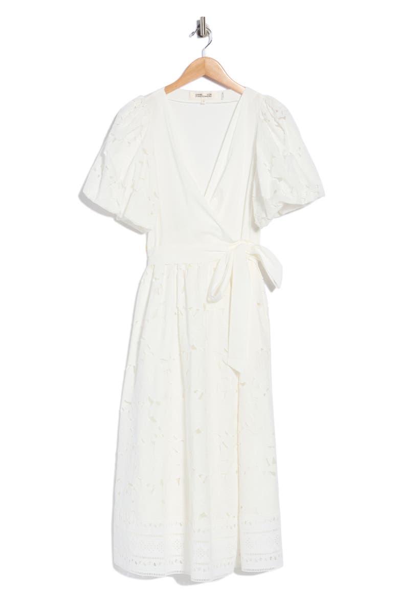 Delilah Puff Sleeve Wrap Dress, Alternate, color, WHITE