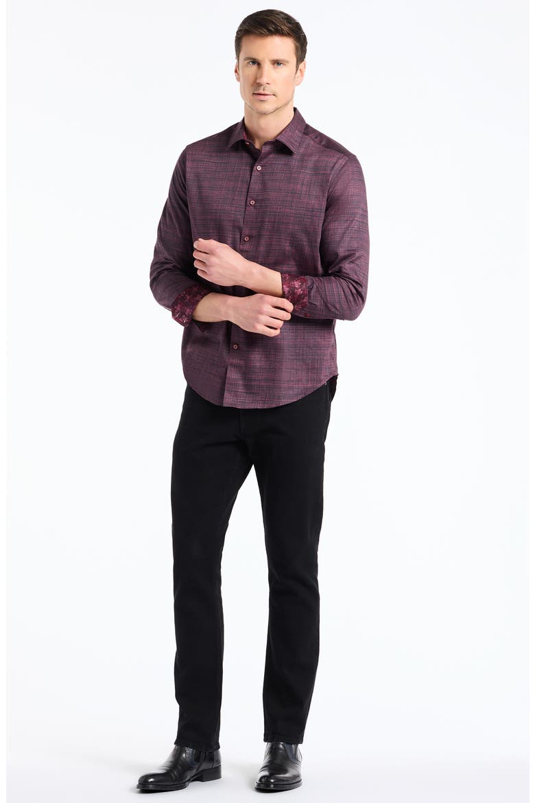 Roth Long Sleeve Button-Up Shirt, Alternate, color, BURGUNDY