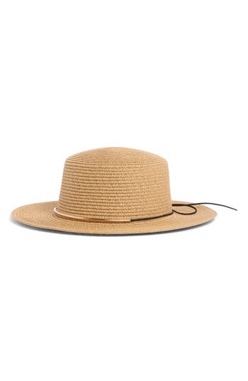 Bcbg Metal Link Boater Hat In Tan