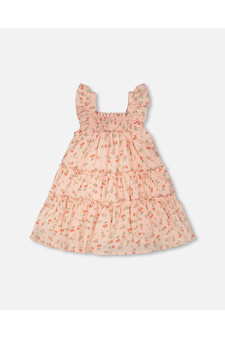 Multi-Tiered Printed Flowers Dress with Smocking, Alternate, color, Pink Printed Flowers