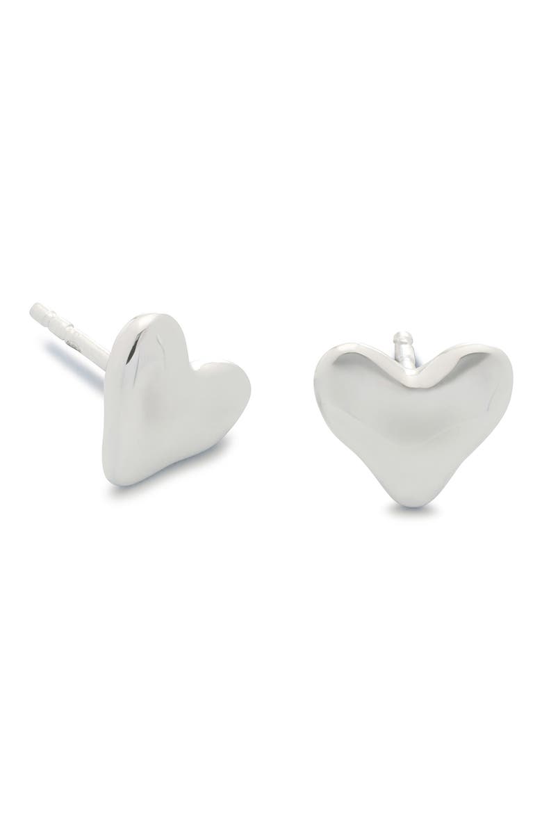 Heart Stud Earrings, Main, color, STERLING SILVER