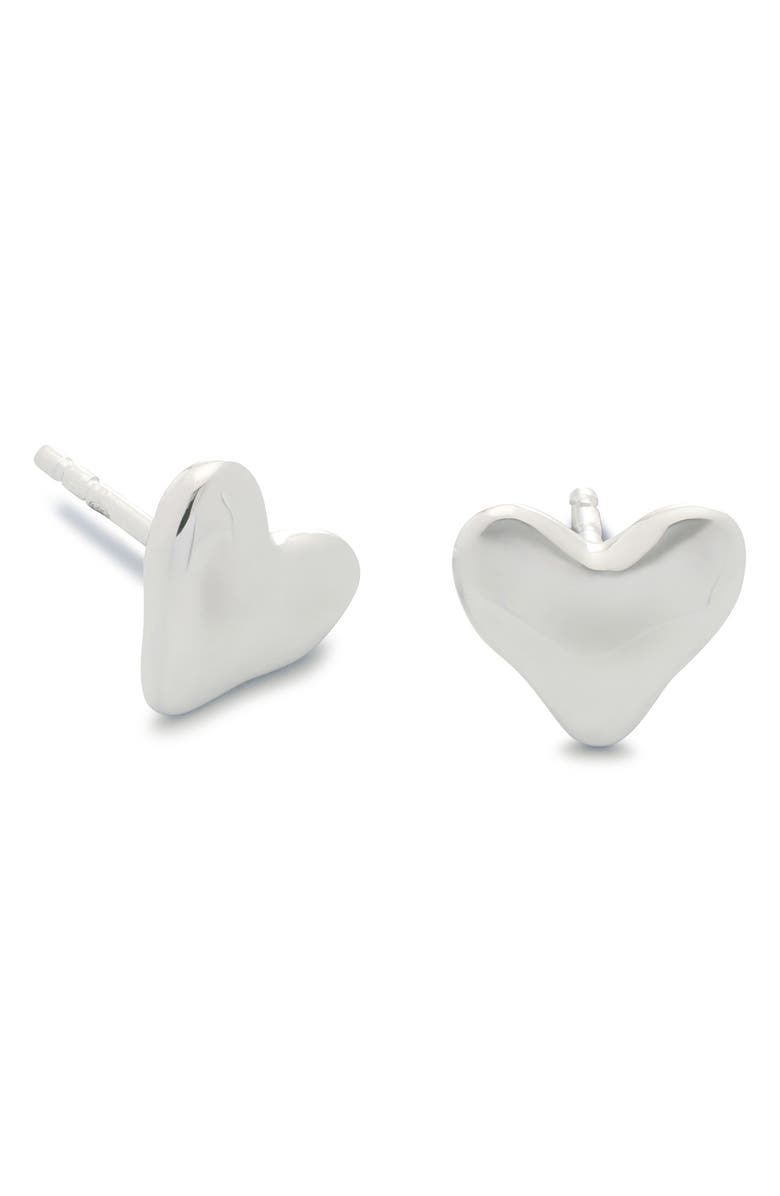 Monica Vinader Heart Stud Earrings, Main, color, Sterling Silver