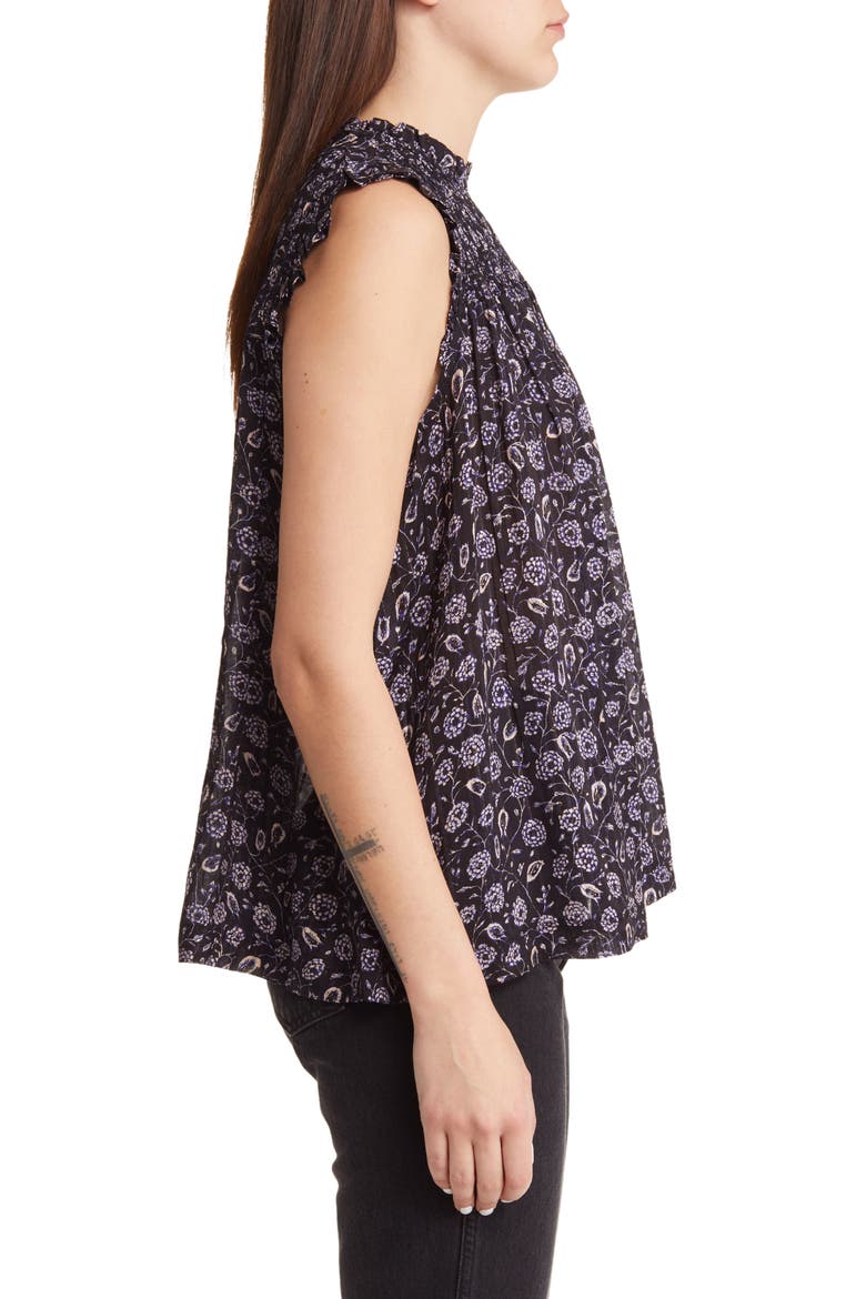 Print Smocked Blouse, Alternate, color, BLACK JESS FLORAL