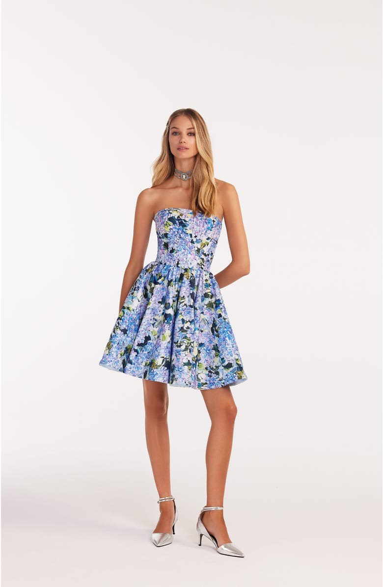 Milla Hydrangea Corset Mini Dress, Alternate, color, Hydrangea