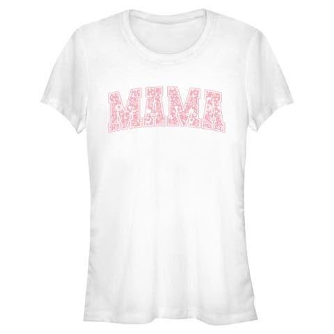 Junior's Disney Mama Collegiate Items Pattern  Graphic T-Shirt