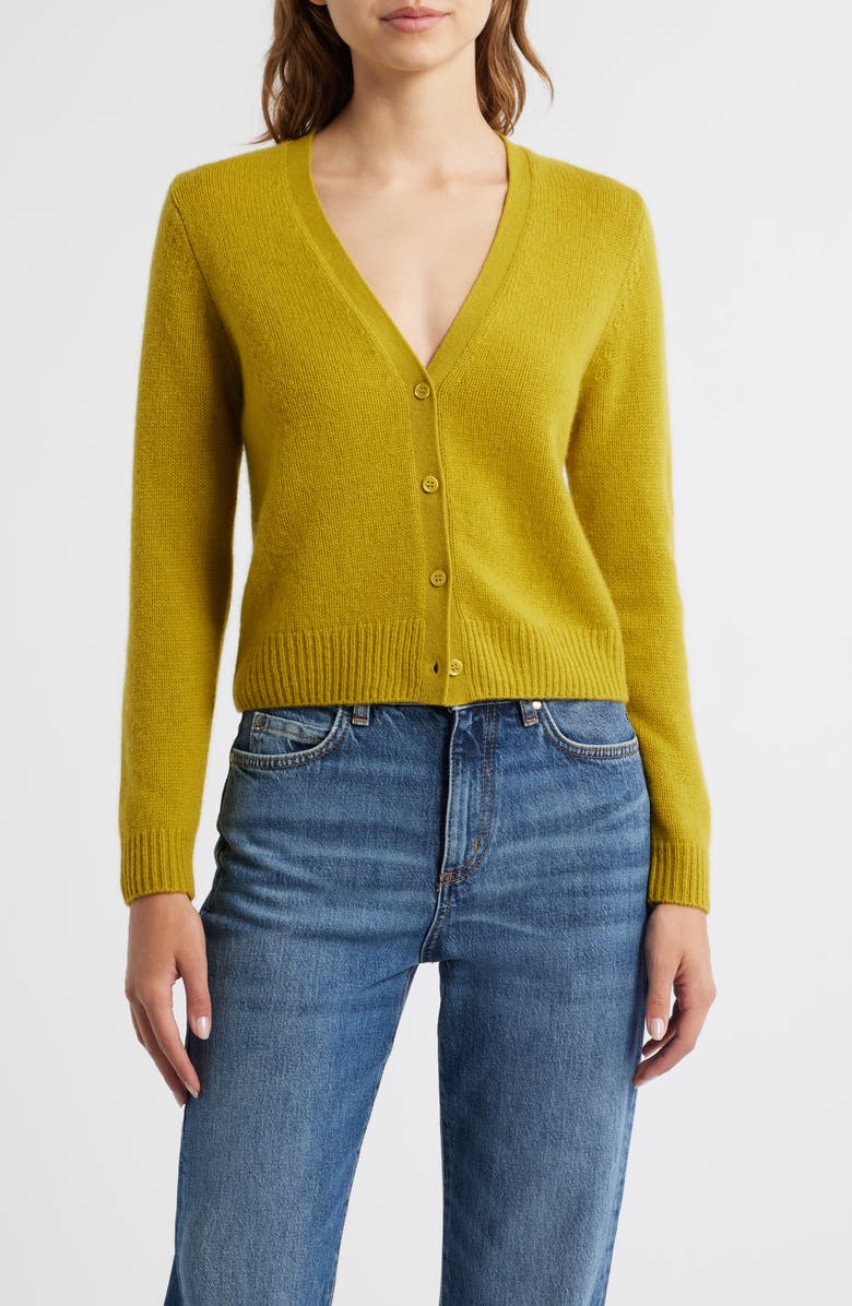 DÔEN Cameron Cashmere V-Neck Cardigan, Main, color, Antique Moss