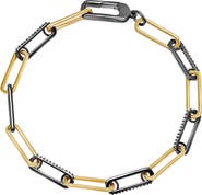 Crislu Two-Tone Cubic Zirconia Paperclip Chain Bracelet
