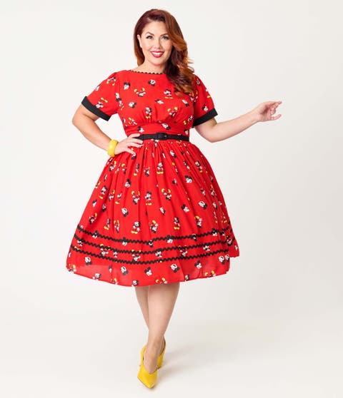 Plus Size Boatneck Ricrac Swing Dress