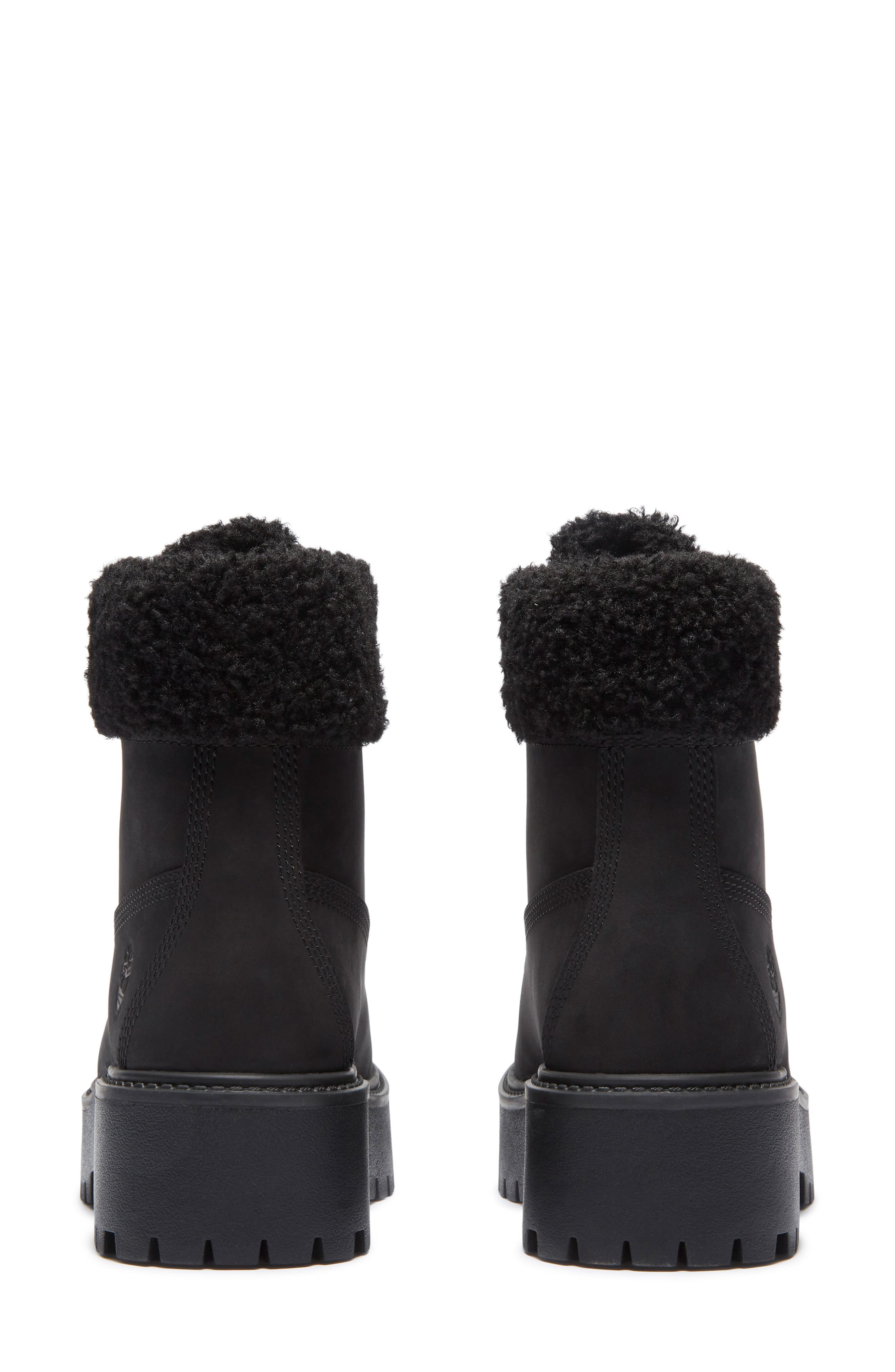 Timberland Stone Street Waterproof Faux Fur Lined Platform Boot, Alternate, color, Black Nubuck