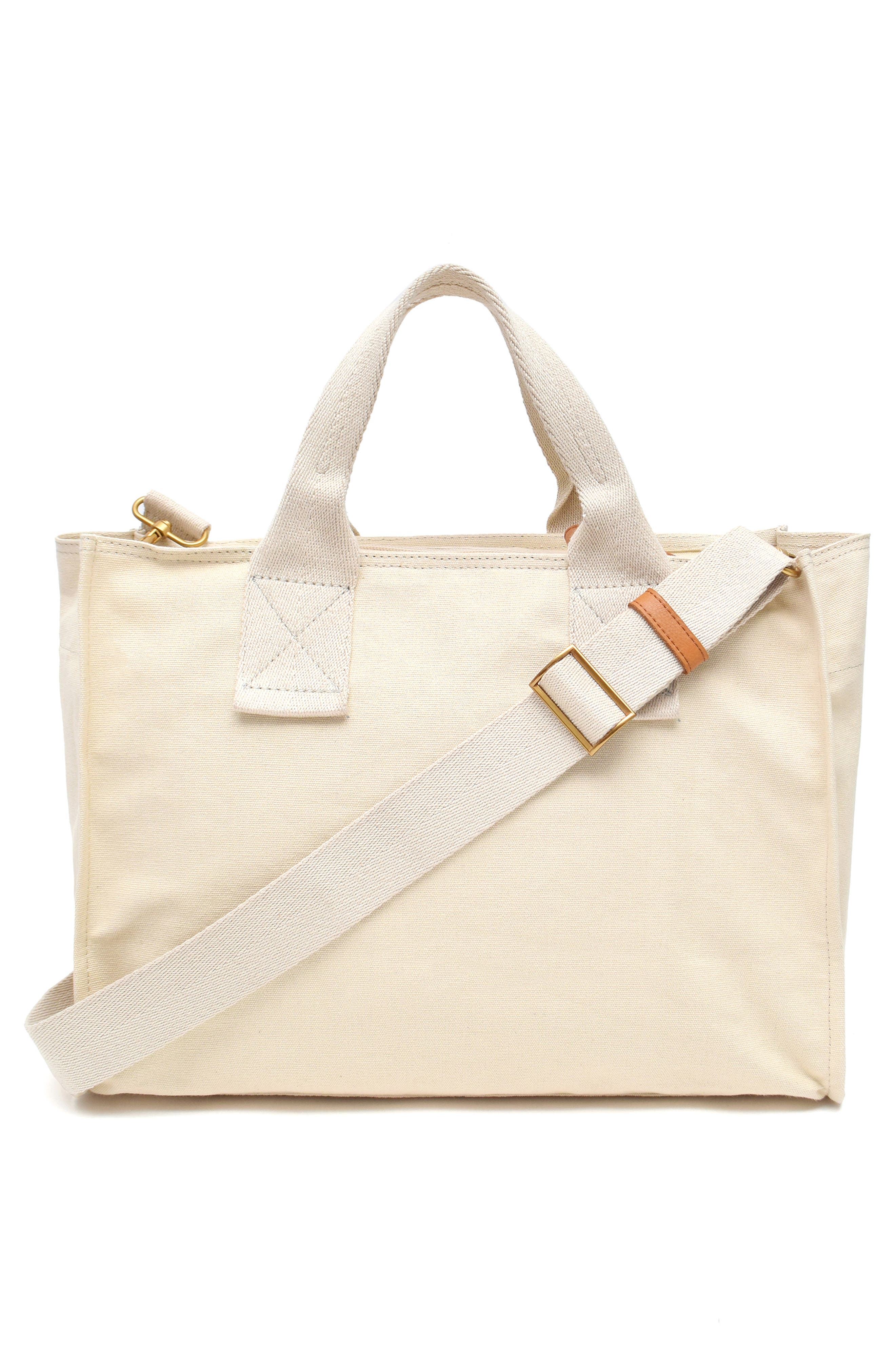 New Amsterdam Leatherworks Zinia Canvas Satchel, Alternate, color, Natural