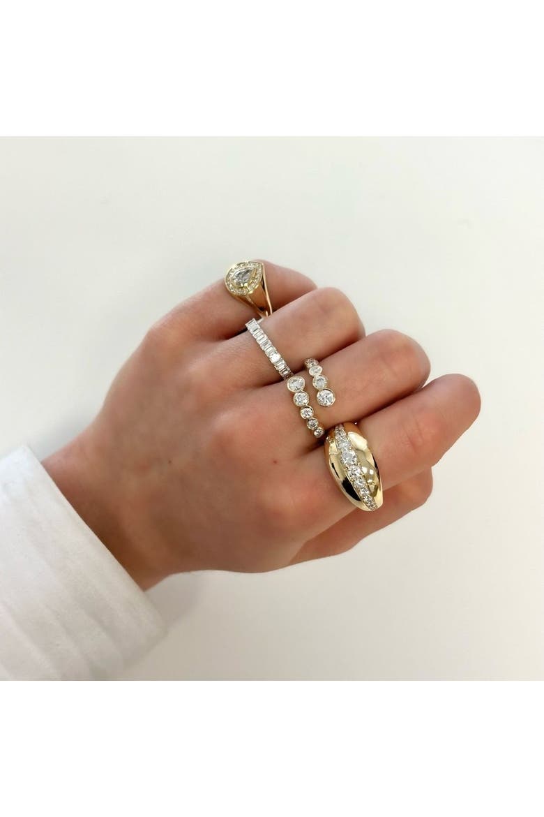 Pear Bezel Signet Lab Diamond Ring in 14K, Alternate, color, White Gold