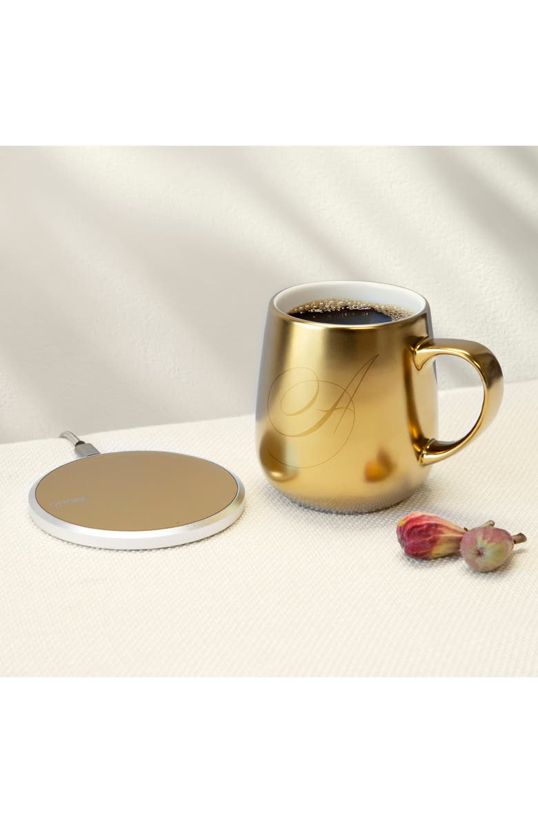 OHOM Ui Monogram Golden Mug & Warmer Set, Alternate, color,