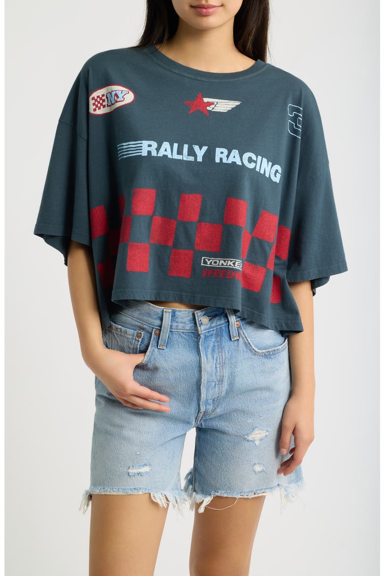 Yonkers Speedway Cropped Graphic T-Shirt, Main, color, VINTAGE BLACK