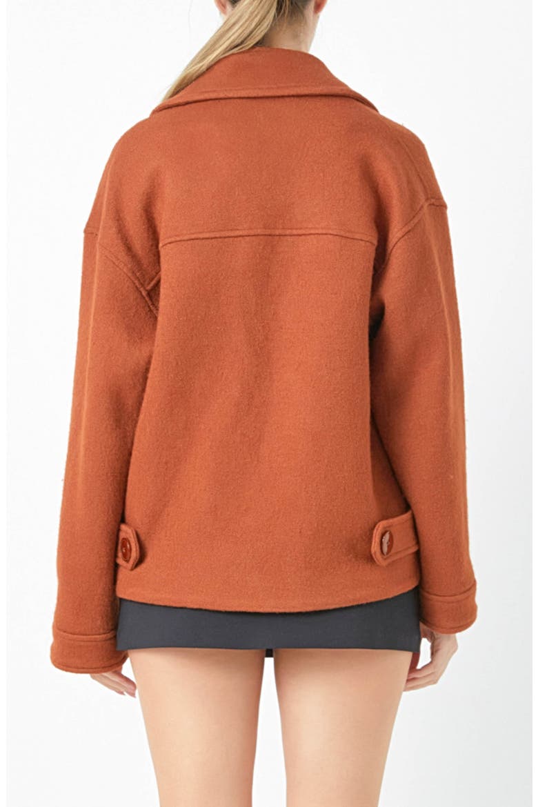Oversized Double Breasted Short Coat, Alternate, color, CINNAMON