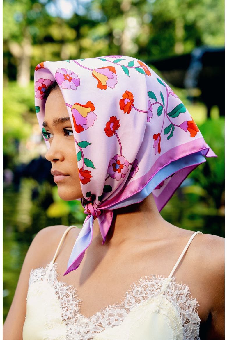 Blush Botanica Double Sided Silk Scarf, Alternate, color, Pink