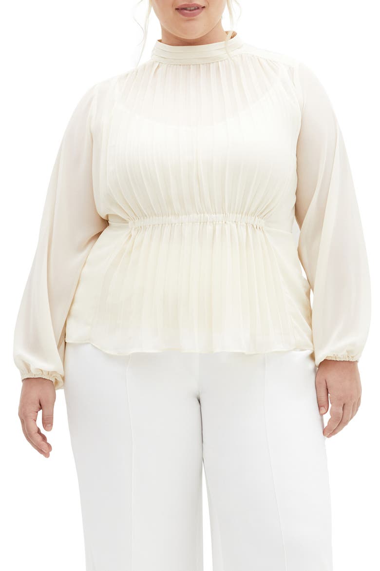 Cross Lane Pleated Shirt, Main, color, CREAM
