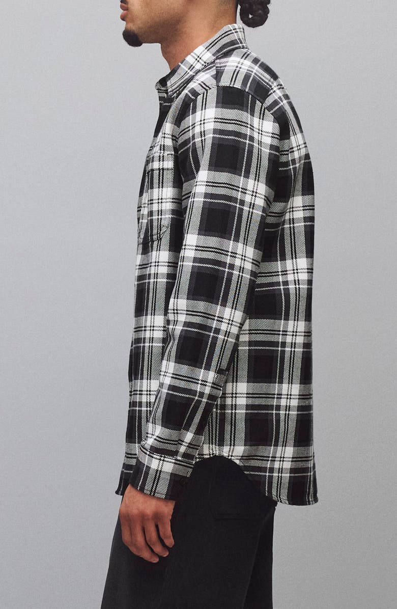 Reigning Champ Union Plaid Cotton Button-Up Shirt, Alternate, color, White/Black