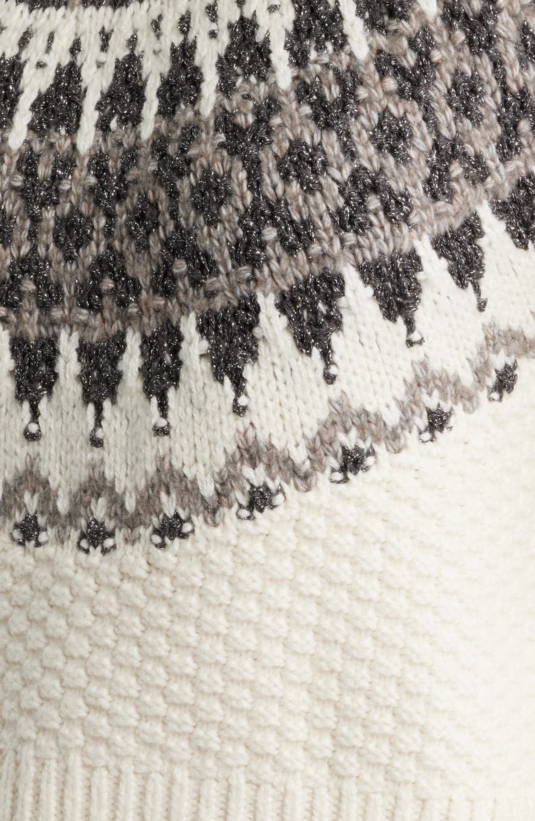 525 america Alora Metallic Fair Isle Balloon Sleeve Sweater, Alternate, color, Sea Salt Combo