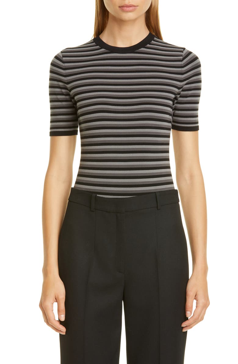 Michael Kors Stripe Crewneck Bodysuit, Main, color, 