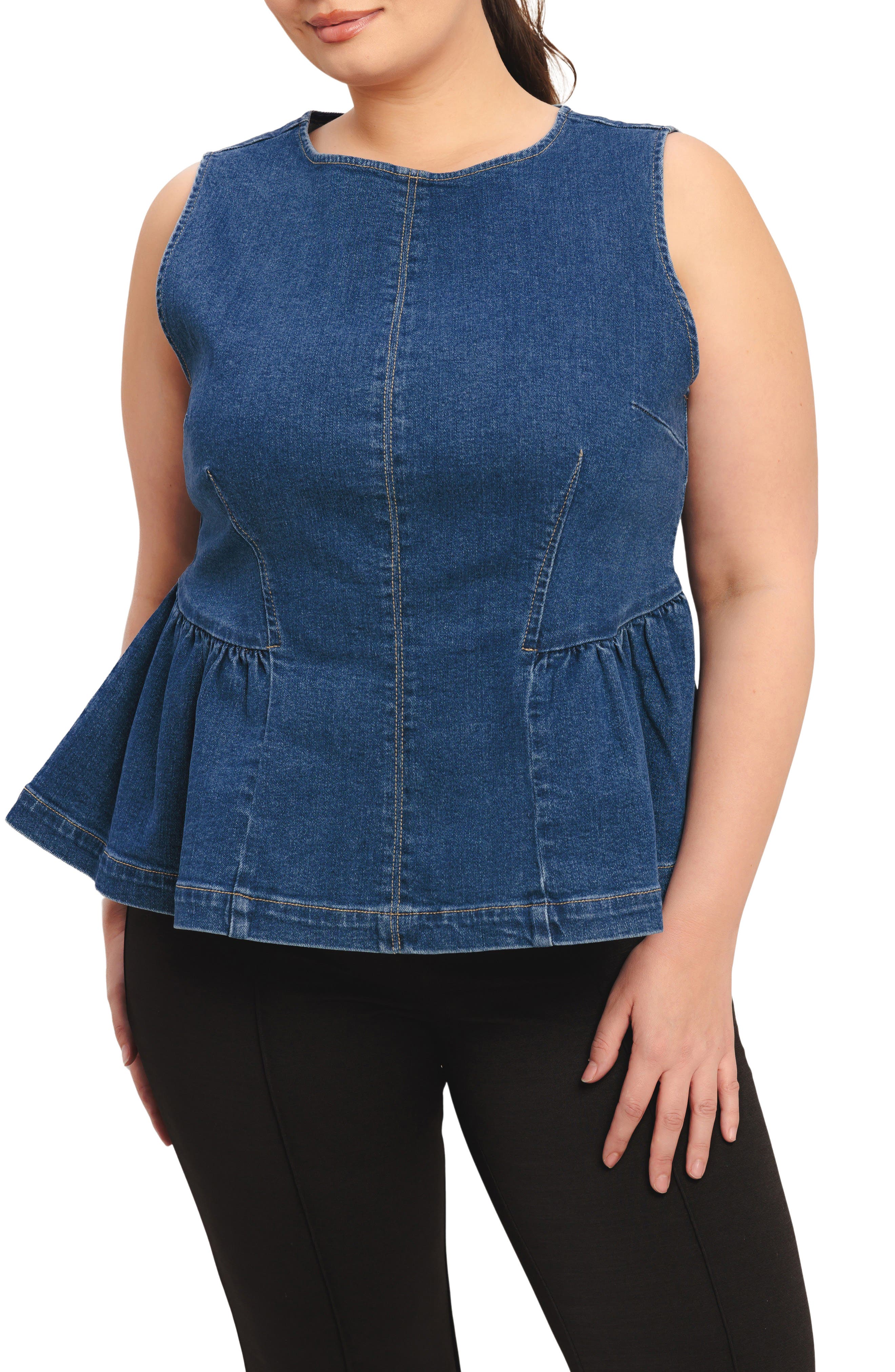 FLYING TOMATO Denim Peplum Top