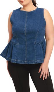 FLYING TOMATO Denim Peplum Top