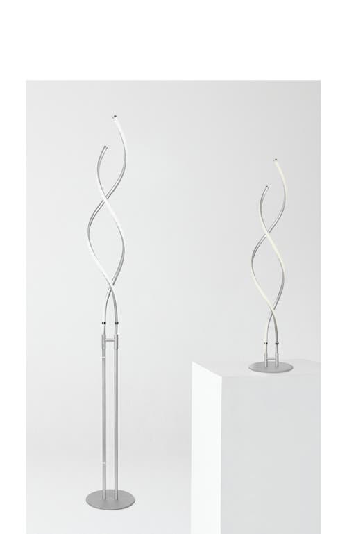 Brightech Embrace 60" LED Industrial 2-in-1 Table and Floor Lamp with Built-In Light Dimmer, Adjustable Height in Polished Silver  product