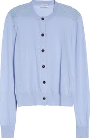 Burberry Wendy Check Trim Cotton & Silk Cardigan