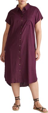 Universal Standard Dune Linen Blend Midi Shirtdress