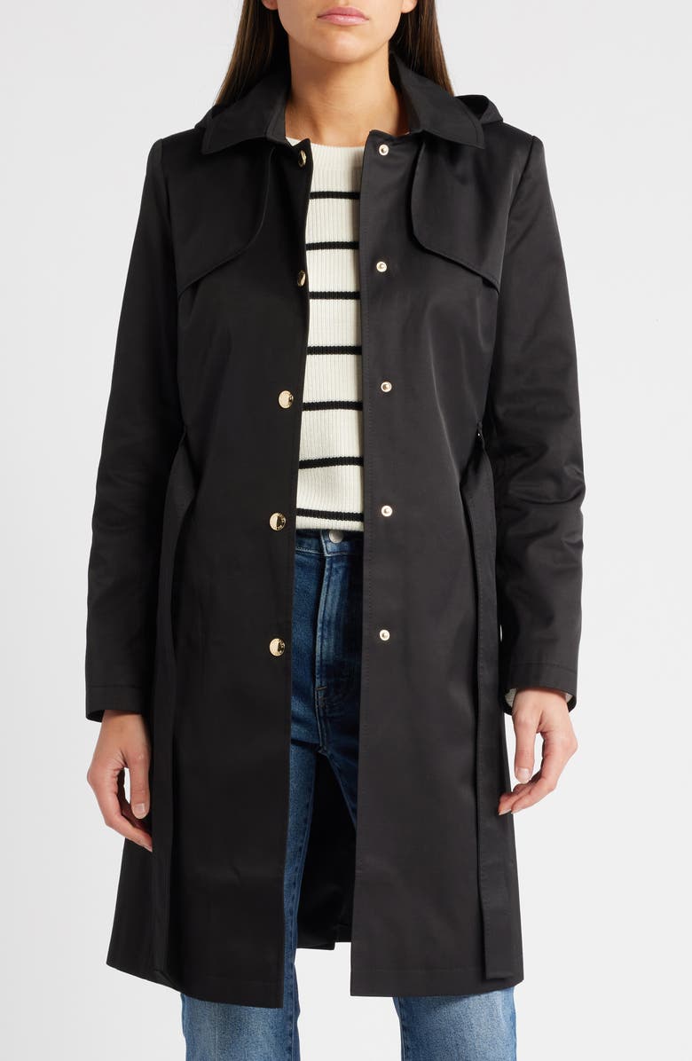 Via Spiga Water Resistant Cotton Blend Coat with Removable Hood, Alternate, color,