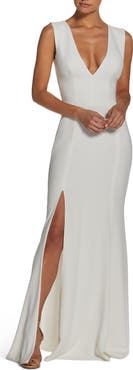 Dress the Population Sandra Plunge Crepe Trumpet Gown