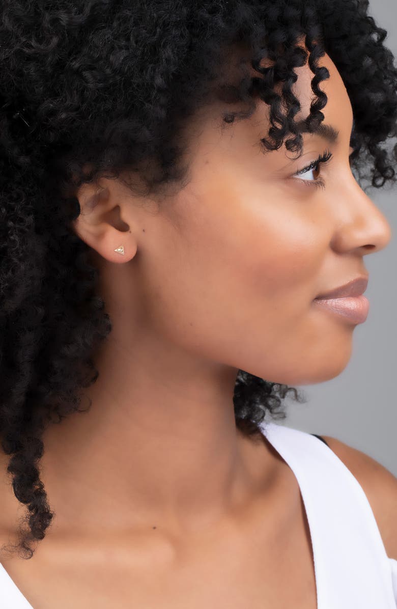 Bony Levy 14K Gold Brushed Pyramid Stud Earrings, Alternate, color, Yellow Gold