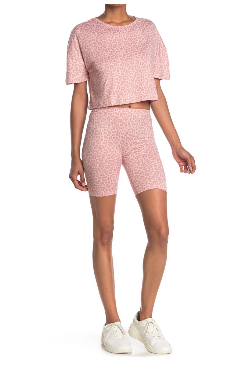 FRENCH AFFAIR Animal Print T-Shirt & Bike Shorts Pajama 2-Piece Set, Main, color,