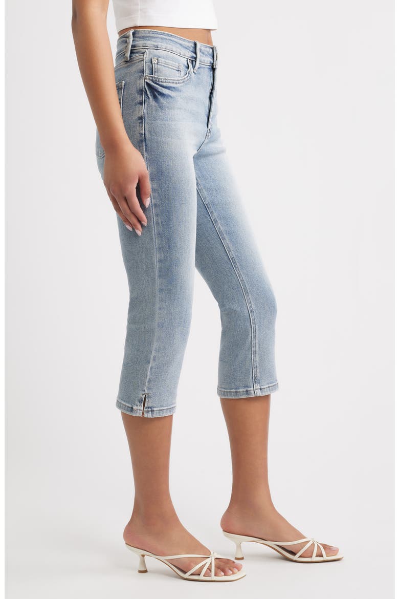 Side Slit High Waist Capri Jeans, Alternate, color, LIGHT BLUE