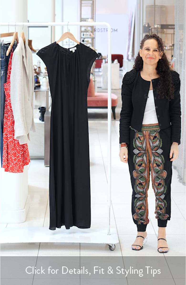 Shirred Cap Sleeve A-Line Dress