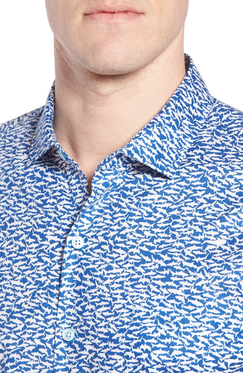 Tori Richard Shark Tank Regular Fit Shirt, Alternate, color, Marina