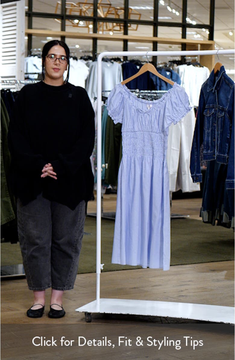 Adelina Stripe Shirred Cotton Midi Dress, sales video thumbnail