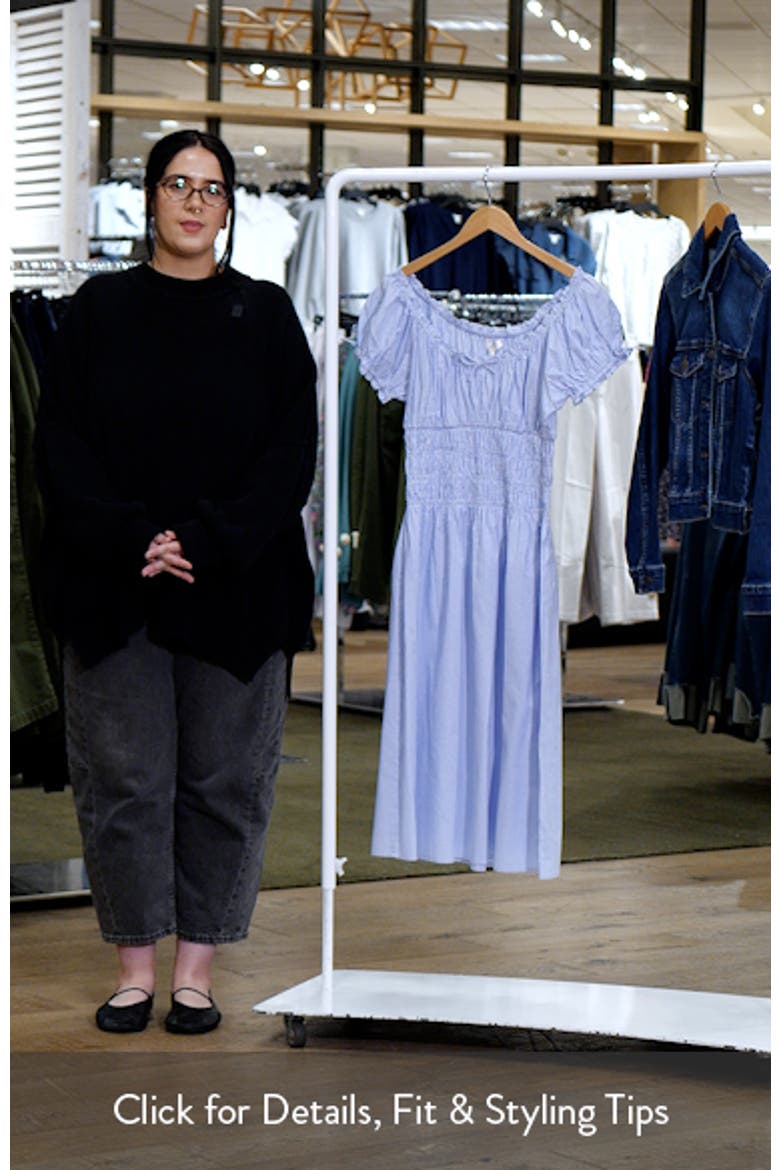 Adelina Stripe Shirred Cotton Midi Dress video