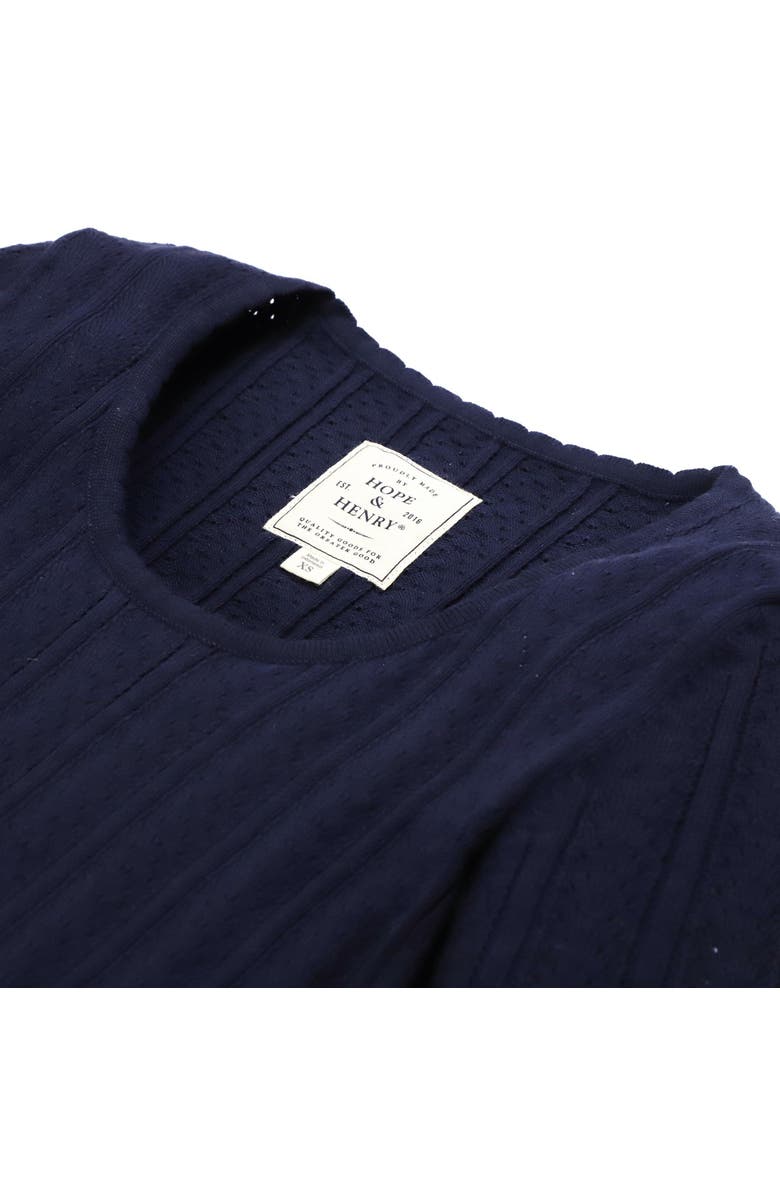 Hope & Henry Short Sleeve Scoop Neck Sweater Top, Alternate, color, Navy Pointelle