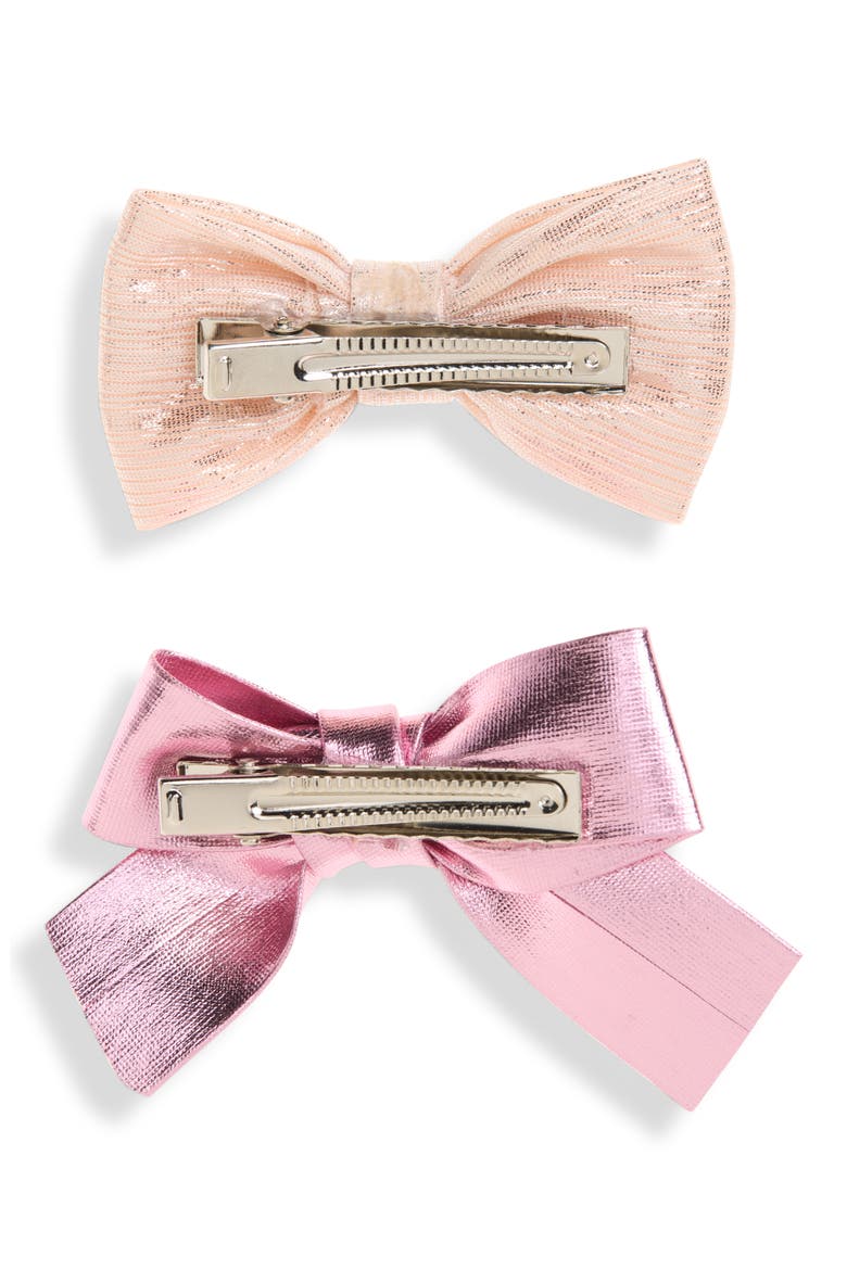Kids' 2-Pack Metallic Hair Bows, Alternate, color, PINK