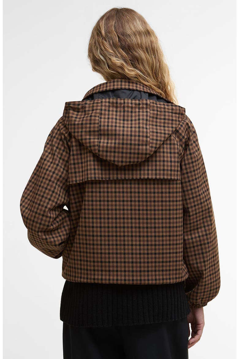 Barbour Audrey Check Showerproof Hooded Bomber Jacket (Women
