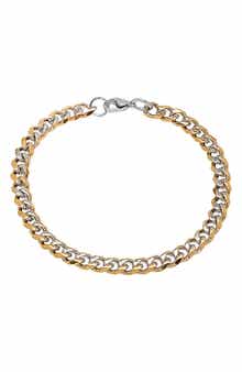 Men's Two Tone 18k Gold Plated Curb Chain Bracelet