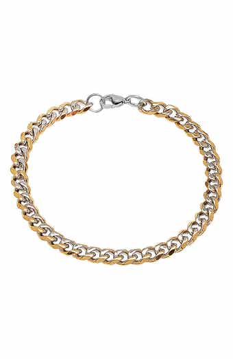 Men's Two Tone 18k Gold Plated Curb Chain Bracelet